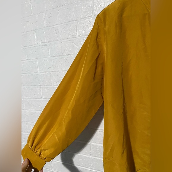 Worthington Vintage 80s Mustard Yellow Button Up Blouse - Picture 5 of 10